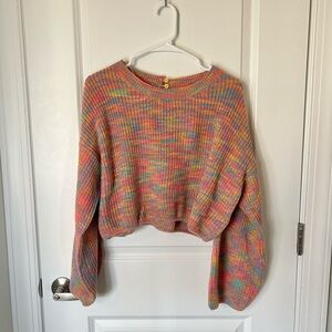 Multicolor Cropped Knit Sweater - Women